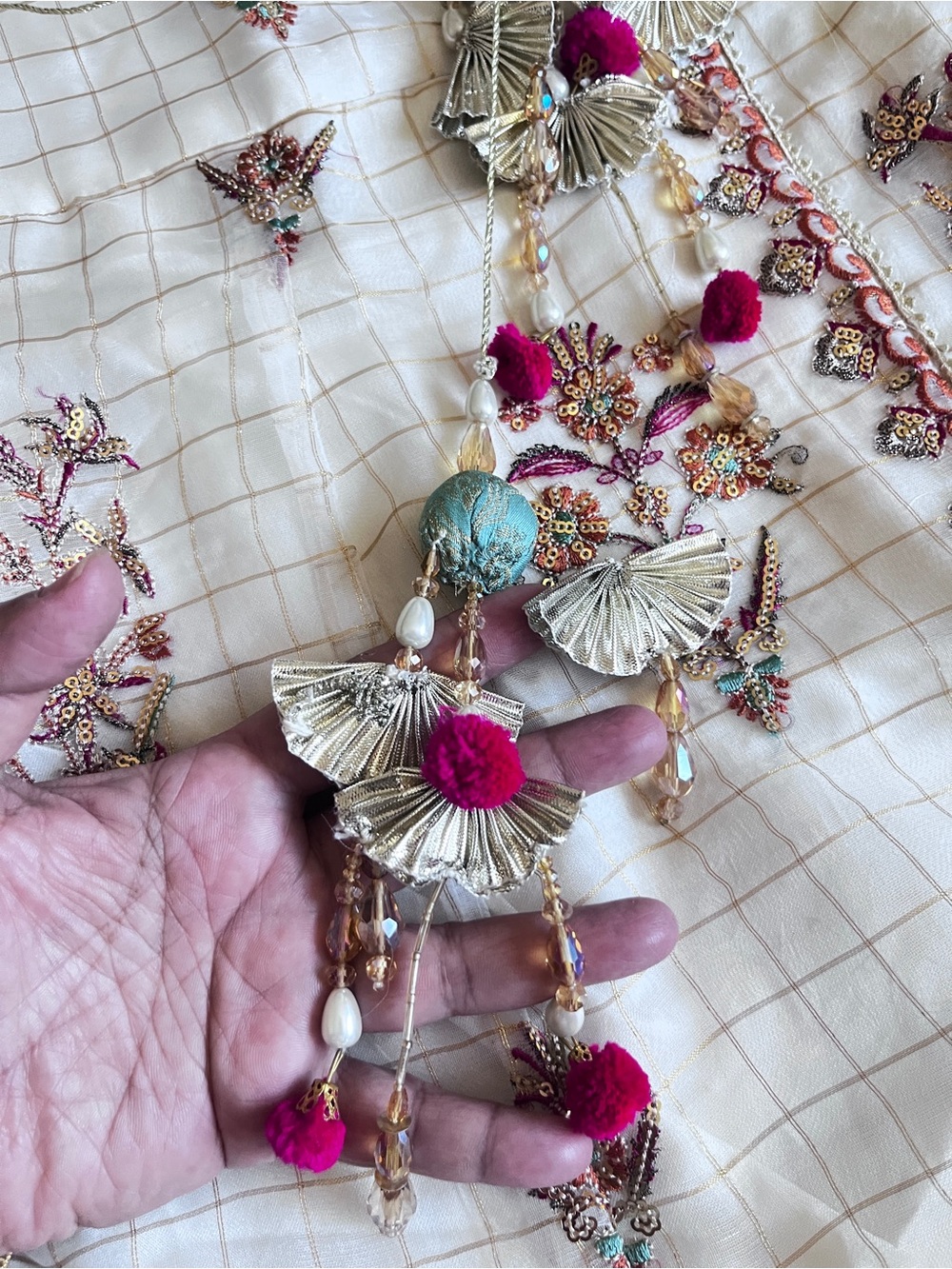 Organza angrakha with flare palazzo silk with multi color dupatta